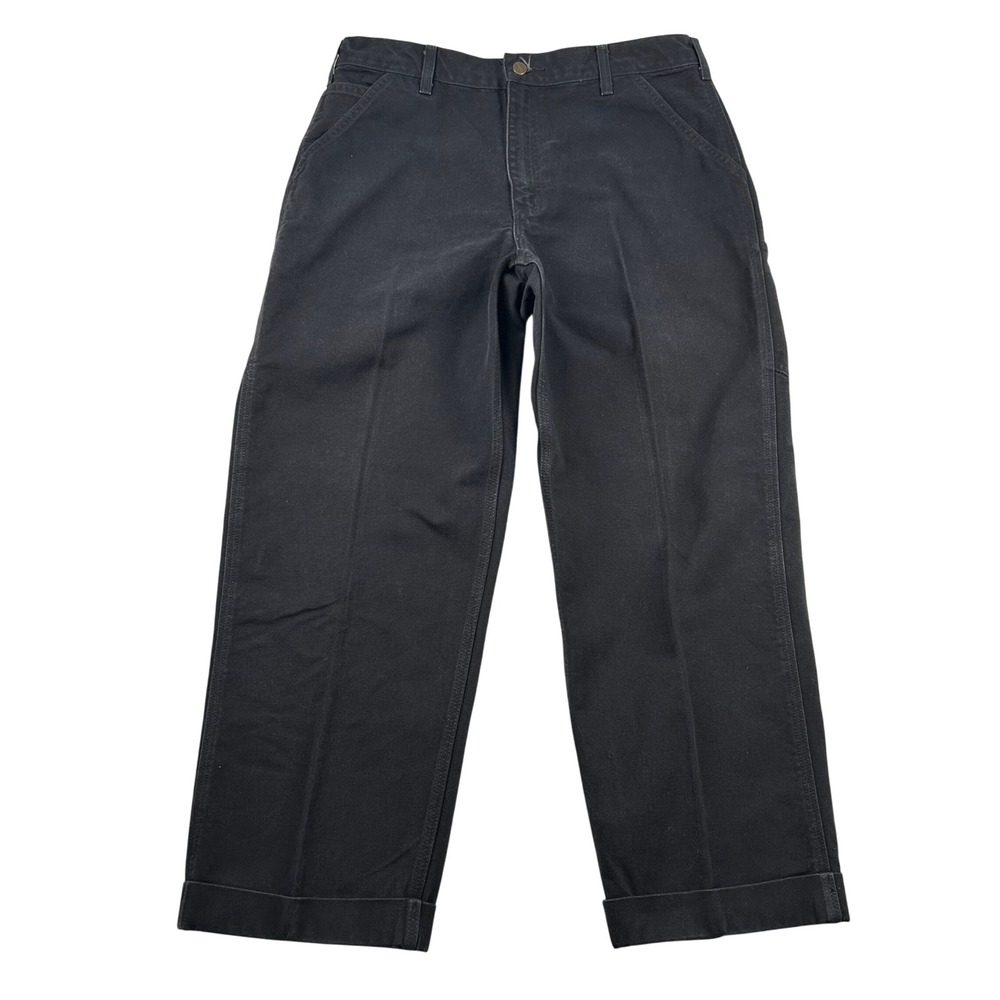 Carhartt Pants Mens 36x34 (fits 34x28) Carpenter B11 BLK Black Duck Canvas Work
